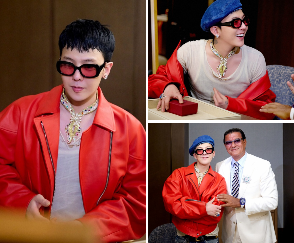 Nổi bật nhất là đóa hoa cúc PEACEMINUSONE nằm ở chính giữa, được điểm xuyết bằng viên kim cương vàng 5,4 carat 